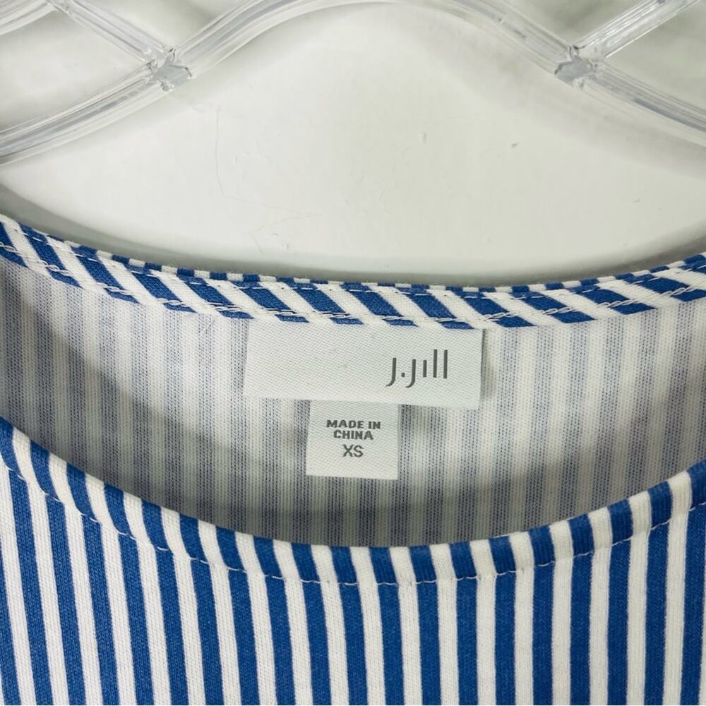 J. Jill blue white striped coastal nautical color block stretchy midi dress XS - Picture 4 of 6